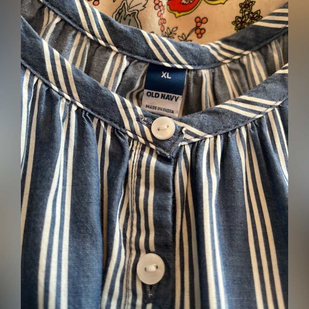Old Navy Blue and White Striped Button-Up Dress - Picture 3 of 3